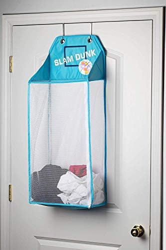 Store & Score Over The Door Hanging Kids Fun LED Basketball Light-Up Collapsible Mesh Laundry Hamper Basket, Toy Chest, Heavy Duty Metal Hooks Included. Patent Pending - Image 2