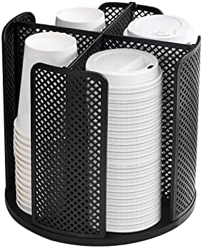 Cup and Lid Organizer Cup Dispenser Coffee Cup Organizer Paper Cup Holder Rotating for Bathroom, Restaurant, Break Room, Coffee Station, Bar, Buffet, Kitchen Cabinet, Countertop,4 Compartment by Honlibey