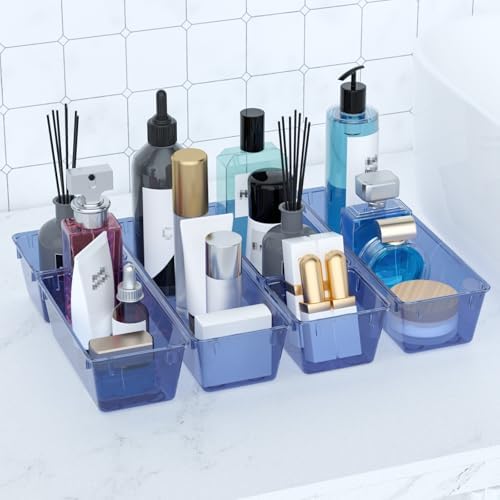 9 Pack Clear Drawer Organizer Set, Drawer Storage Trays, Storage Bins - Image 6