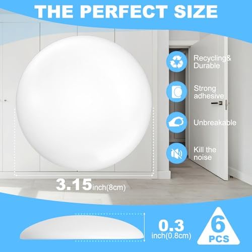 JZWBLILY White 3.15" Large Door Knob Wall Protector, Self Adhesive 6 Pack - Image 2