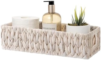StorageWorks White Wicker Basket for Bathroom, Toilet Organizer Baskets by StorageWorks