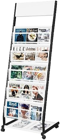 Floor Standing Magazine Rack 5 Layer with Wheels, Brochure Display Stand Large Newspaper Stand for Trade Show Exhibitions Office (Width 18.7 in) by XIDIHF