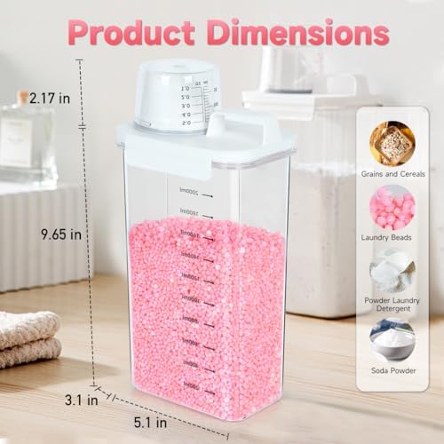 Tokokimo 2 Packs Laundry Detergent Dispenser, Laundry Power Container,Laundry Scent Booster Beads Dispenser for Washing Powder, Soda Powder, Grain - Image 3
