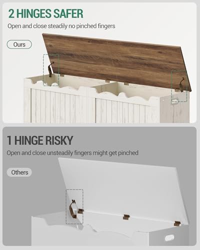 Hzuaneri 59 inches Farmhouse Storage Chest | 70 Gal | Retro White - Image 6