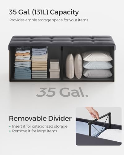 SONGMICS 43.3 Inches Folding Storage Ottoman Bench with Flipping Lid - Image 7