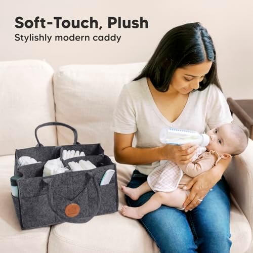KeaBabies Baby Diaper Caddy Organizer with Handle, Portable (Mystic Gray) - Image 2