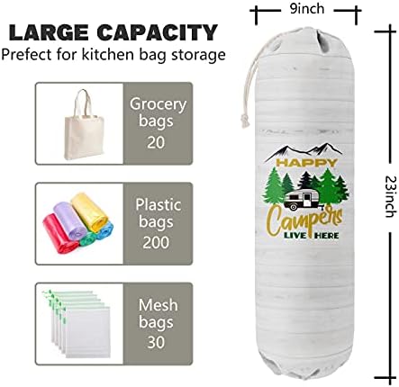 Happy Campers Grocery Bags Holder Organizer, Wall Mount Plastic Bags Storage Container Dispenser, Gift For Family And Friends - Image 3