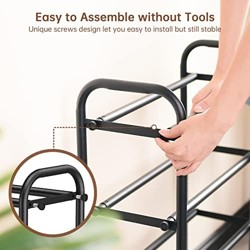 Gonfoam Expandable 4-Tier Shoe Rack for Closet and Entryway, Black - Image 3