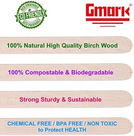 Gmark Disposable Wooden Stirrer Individually Wrapped in Biodegradable Kraft Paper, Wood Coffee Stir Sticks 7.5 Inch for Tea Beverage, Craft Stick, 500 Pcs/Bag GM1010 (500)