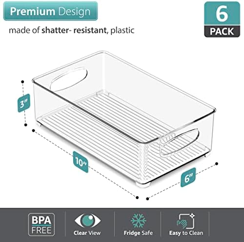 Sorbus Fridge Organizers and Storage, Clear Stackable Bins (Medium, 6 Pack) - Image 4