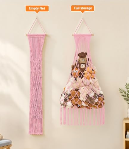 Stuffed animal net Hammock - Large 44'' H, Space-Saving (Light Pink) - Image 7