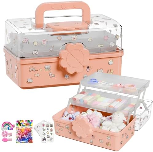 Covetree Three-Layer Multipurpose Storage Box with Handle – Ideal for Hair Accessories, Sewing Supplies, Art Supplies, Medicine, and Tools Organizer for Kids (transparent) by Unknown