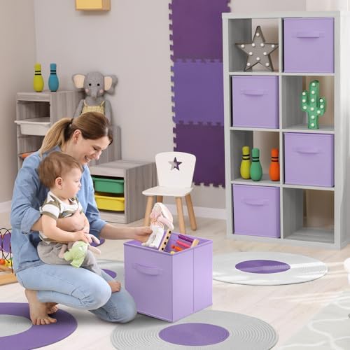 Sorbus Fabric Storage Cubes, 6-Pack Foldable Bins (13 Inch, Pastel Purple) - Image 3