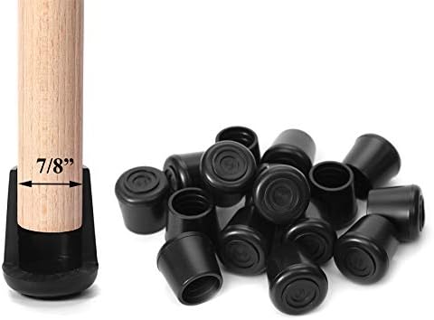 Furnigear Chair Leg Tips Caps Non-Slip Rubber Leg Tips 7/8” Inner Diameter Chair Leg Floor Protectors Round Black, 16 Pack by Furnigear