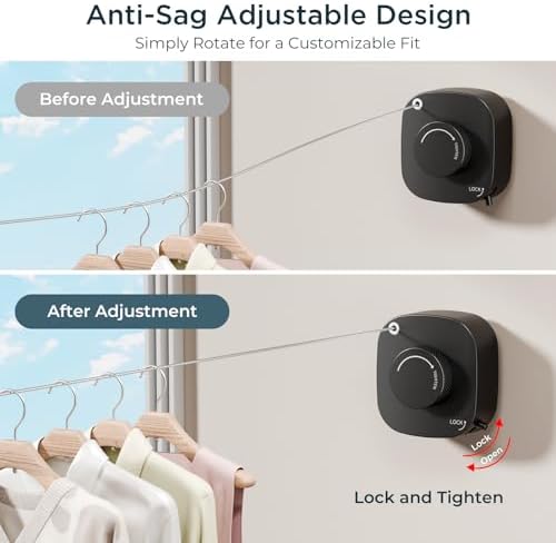 FORIOUS 13.8 Ft Retractable Clothesline, Non-Sagging (Black) - Image 3