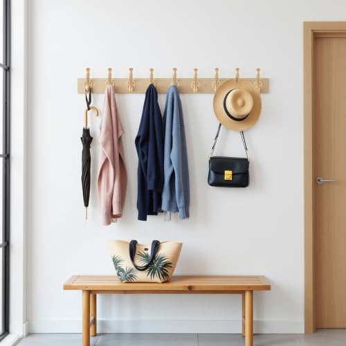 8 Pack Coat Hooks Wall Mount Heavy Duty Utility Retro Double Hooks for Hanging Coats,Hat, Towel, Key, Robe, Scarf, Bag, Cap (Gold) - Image 6