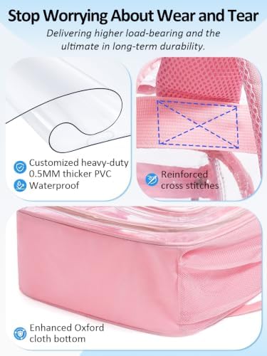 Clear Backpack for School, 17" Heavy Duty Double-Layer Clear Bookbag - Image 5