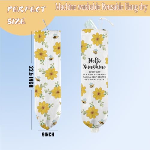 Hello Sunshine Flower Plastic Bag Holder, Bee Gifts for Women Mom Grandma - Image 2