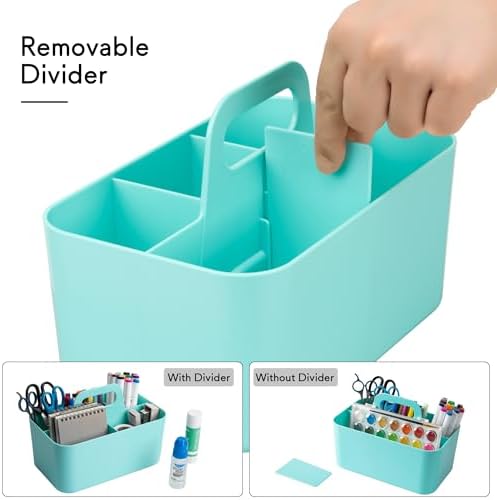 Tiawudi Multipurpose Caddy Organizer, Plastic Caddy with Handle, Stackable Desk Organizer for Stationery, Marker and Pencil, Office Supplies Organizer, Dorm Caddy - Image 4