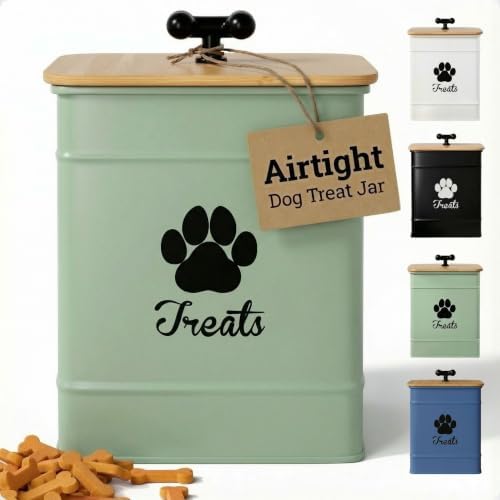 Dog Treat Container Airtight, 6"W x 8"H, Powder Coated, 12 Cup Capacity by HBDesignCo