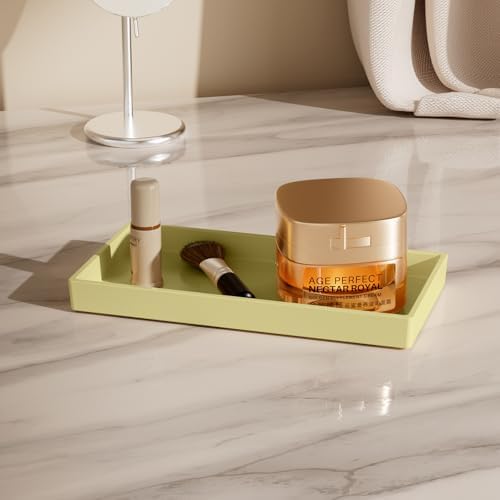 Vanity and Bathroom Tray, 7.7" ABS Countertop Organizer,Waterproof Vanity Tray for Toilet Tank,Perfume,Soap,Keys,Bathroom Accessories,Kitchen and Bath Trays,Non Slip Small Trays,Gold - Image 4