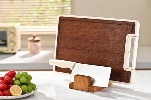 Fox Run Acacia Wood Cutting Board Holder, 3 Slot Cutting Board Organizer - Image 2