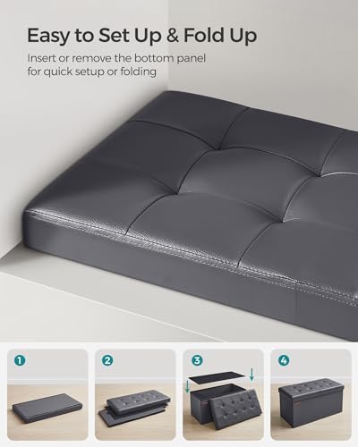 SONGMICS 30 Inches Folding Storage Ottoman Bench with Flipping Lid - Image 7
