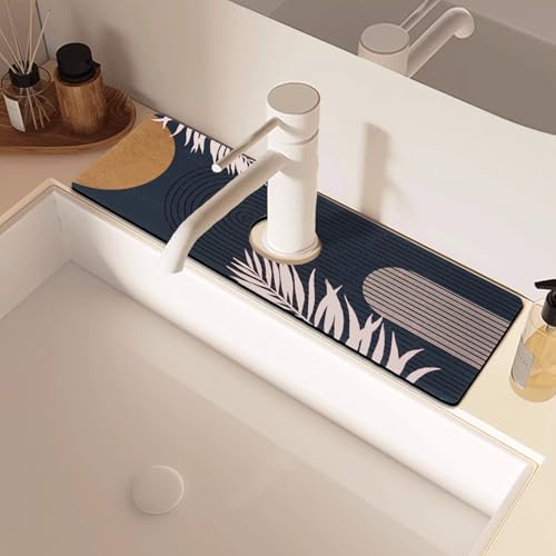 Sink Faucet Absorbing Mat, 2 Pack Drying Mat Around Faucet Sink Splash Guard Behind Faucet Sinkmat For Kitchen Bathroom Island Rv 15 * 5.5 Inch (38 * 14 cm) - Image 7