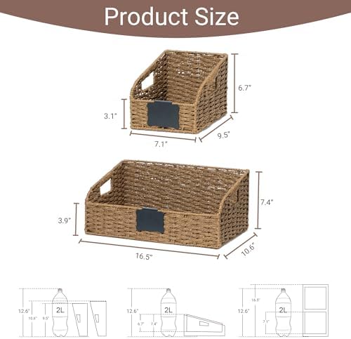 Pantry Baskets for Organizing,Wicker Storage organizers,3Pack,Brown - Image 3