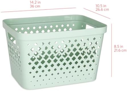 Glad Plastic Storage Basket Set, Value Pack of 6 | Open Storage Bins for Shelves, Bathroom, Pantry, Closet | Nesting Organizer Boxes with Handles, 4 Gallon, Sage - Image 5