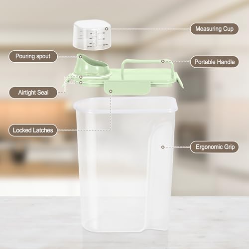 TBMax Airtight Rice Container 10 Lbs, Cereal Dispenser, Pet Cat Dog Food Storage Container, Plastic Kitchen Pantry Food Storage Holder with Cup -Light Green - Image 6