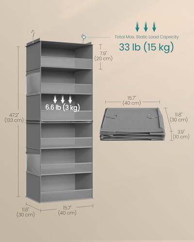 SONGMICS Widended Hanging Closet Organizer and Storage, 6-Tier, Separable - Image 2