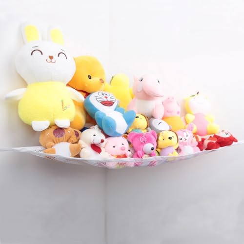 Stuffed Animal Storage Hammock - Small Plushie Net - Corner Hanging Stuffed Animal Net Organizer Holder for Teddy Bears Stuffies - Stuffy Hammock for Bedroom (White) - Image 2