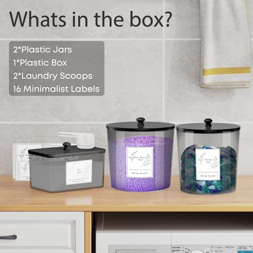 COAZEX 3 Pack Black Laundry Powder Container & Dryer Sheet Holder,Black Lid - Image 7