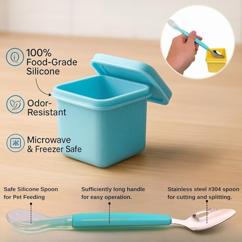 2ME Cat and Dog Food Storage Containers with Lids, 6-Pack 100% Silicone 4oz Each, with Dual-Ended Scoop – Keeps Wet Can Food Fresh, Odor-Resistant,Freezer, Microwave & Dishwasher Safe - Image 4