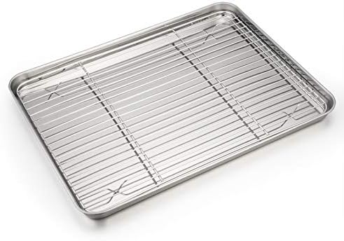 P&P CHEF Stainless Steel Baking Sheet with Rack Set for Cookie, 16 Inch by PPCHEF