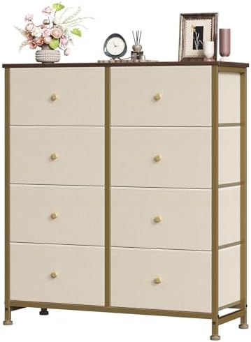 Sweetcrispy 8 Drawer Fabric Dresser, Tall Storage Tower for Bedroom, Khaki by Sweetcrispy