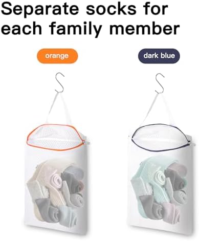 2-Pack Hanging Mesh Laundry Bags with Metal Hooks, 16x12 Inch - Image 3