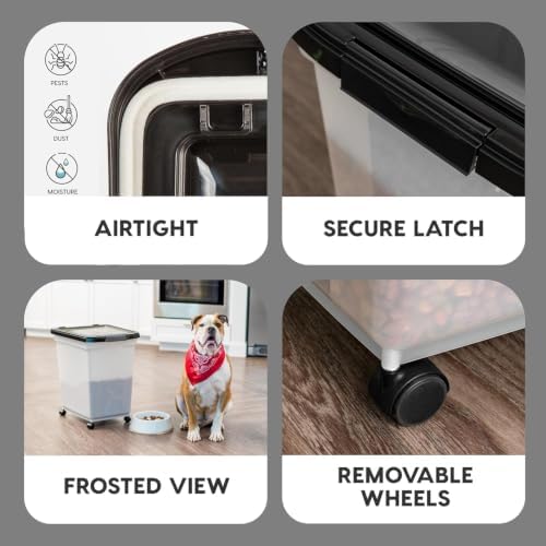 IRIS USA Dog Food Storage Container, Up to 50 lbs, Pearl/Black, Made in USA - Image 5