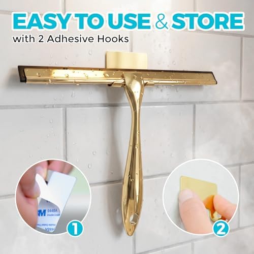 ALFLOD 2pcs Shower Squeegee for Glass Doors with Adhesive Hanging Hook Set - Image 6