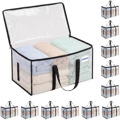 12 Pack Clear Moving Bags, Heavy Duty, Extra Large with Handles by EMOMAS