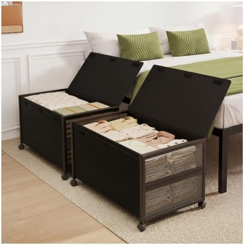 Fokyfok 2Pack Under Bed Storage Containers,16 inch Height,31 inch Long by Fokyfok