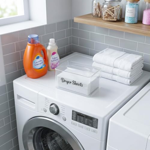Dryer Sheet Holder, Clear Dryer Sheet Container, Dryer Sheet Dispenser Box for Laundry Room, Plastic Rectangular Tissue Box Holder Organization - Image 6
