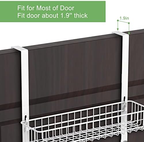ETELI Over The Door Basket Organizer with 3 Mesh Baskets and 5 Hooks Heavy Duty Pantry Door Organizer Back of Door Storage Rack for Bathroom, Kitchen, Office, White - Image 2