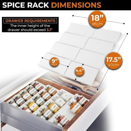 ALCOVA Spice Drawer Organizer Expandable 9-18" for Kitchen Drawer, White - Image 3