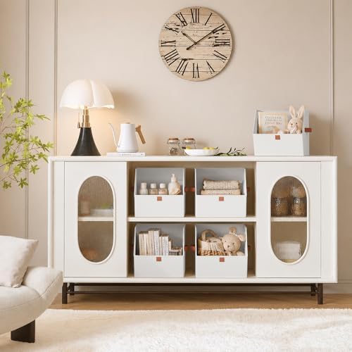 Homsorout Fabric Closet Storage Cubes - 6 Pack Square Storage Bins with Dual Handles for Clothes, Towels, Toys, Cube Storage Organizers for Bedroom, Nursery, Shelves, Closet, Small Spaces, White - Image 4