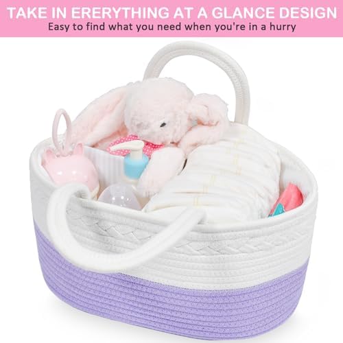 ABenkle Baby Diaper Caddy Organizer, Cotton Rope Nursery Storage Basket - Image 5