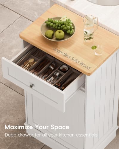 Betterhood 10 Gallon Tilt Out Trash Cabinet with Big Storage Drawer, Solid Wooden Trash Garbage Can Cabinet, Mid-Century Modern Recycling Cabinet & Laundry Sorter for Kitchen Dining Room, White - Image 3