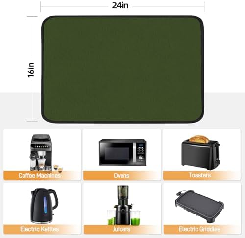 2 PCS Heat Resistant Mats for Countertop Air Fryer, 24x16in, Green - Image 4