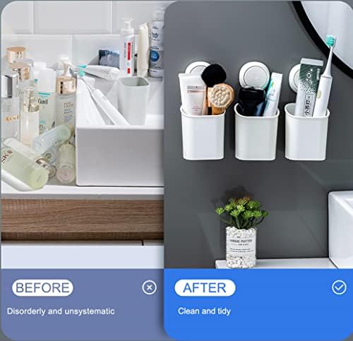 LEVERLOC Powerful Suction Cup Toothbrush Holders for Bathroom Wall, White - Image 5